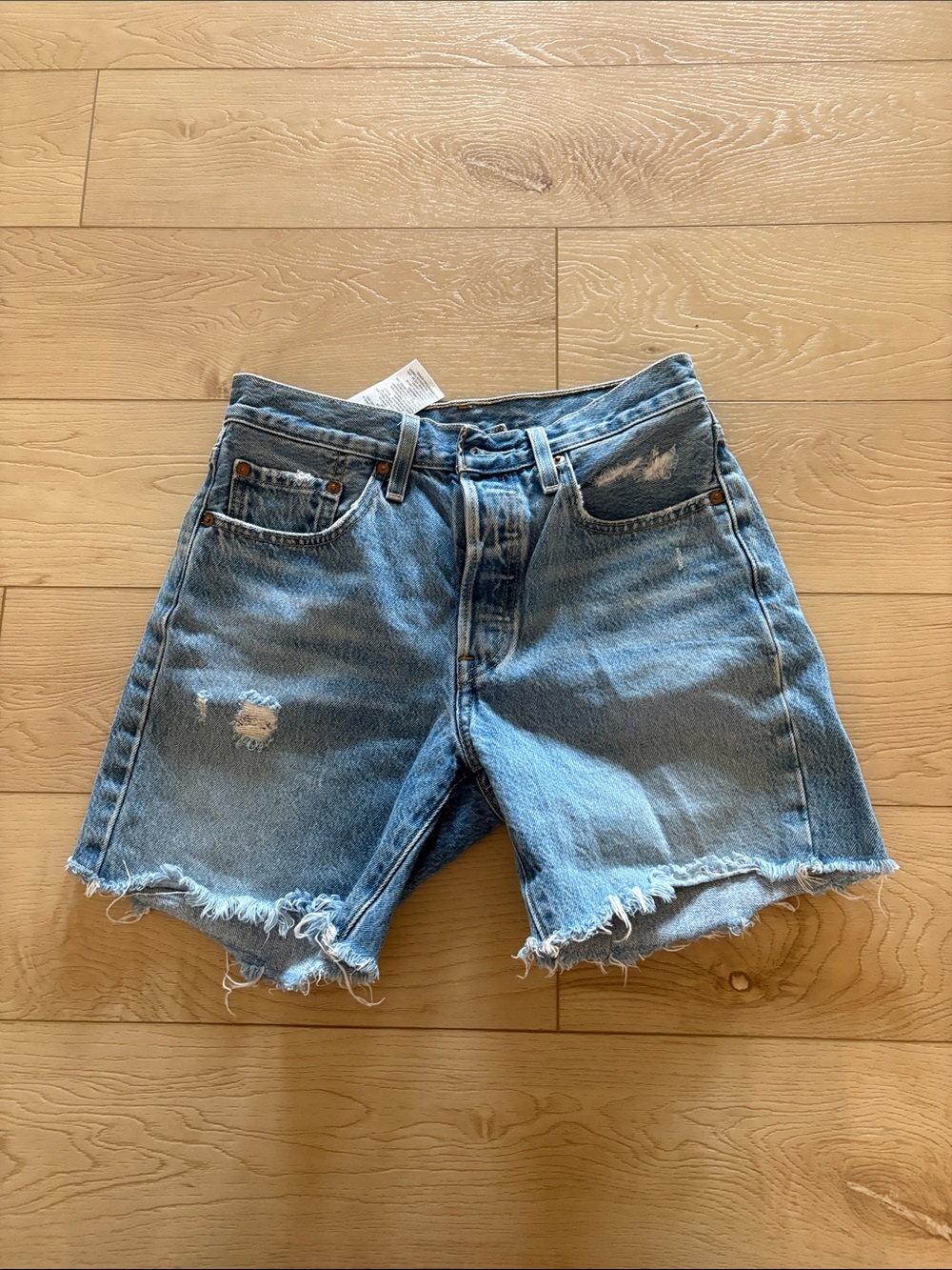 Levi's Light Blue Distressed Denim Jean Shorts
